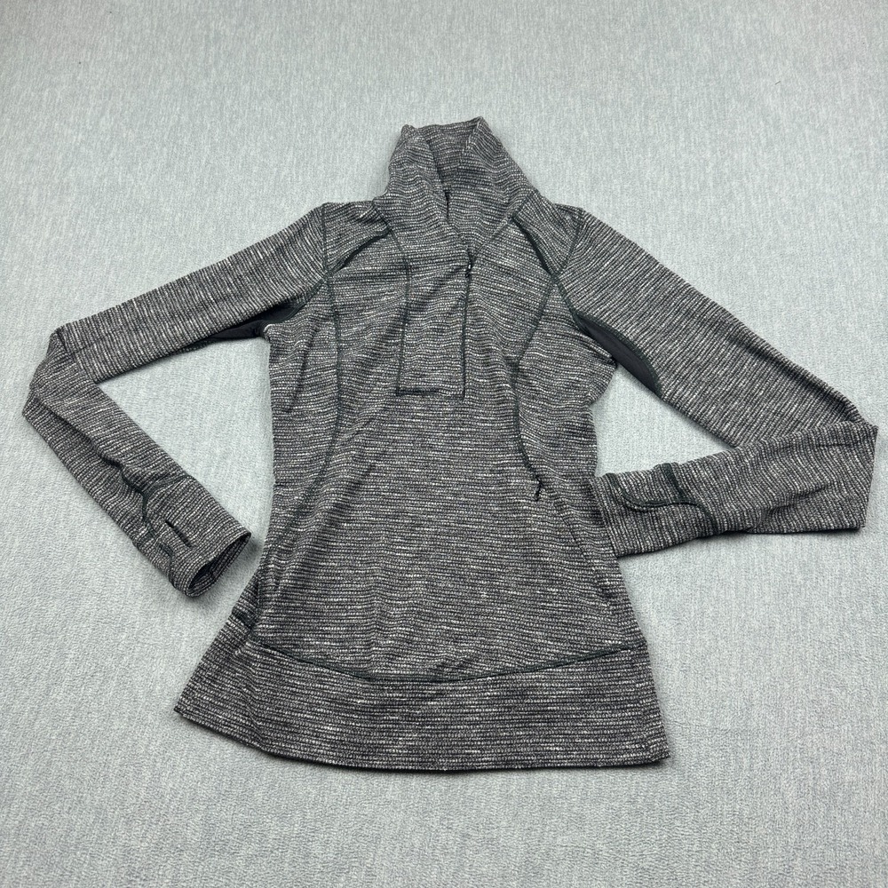 Lululemon Hoodie Womens 4 Gray Space Dye Think Fast Pullover Yoga Gym Workout